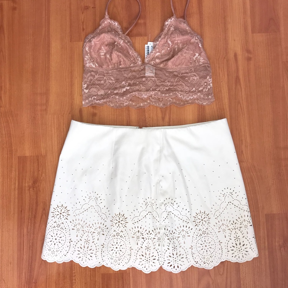 Cream f21 mini skirt